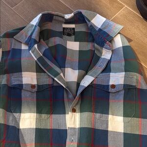 J. Crew Men's Blue and Green Plaid Shirt